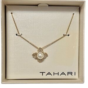 Tahari Gold Necklace with Pearl Accent